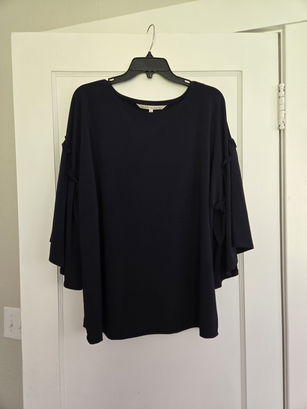 RACHEL Rachel Roy Black Ruffle-Sleeve Tunic Top